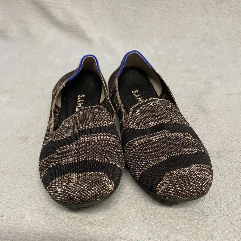 Rothys The Loafer Womens 10 Gold Shimmer Knit Slip On Retired Color